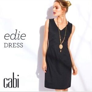 CAbi #3341 Edie Ponte Knit Sheath Black Career Dress Size Woman's Small